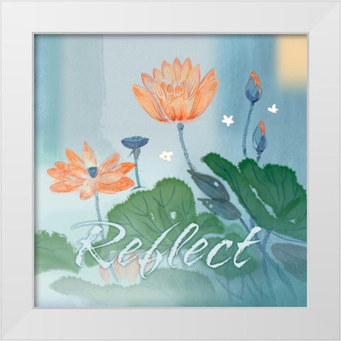Blue Floral Inspiration V White Modern Wood Framed Art Print by Evelia Designs