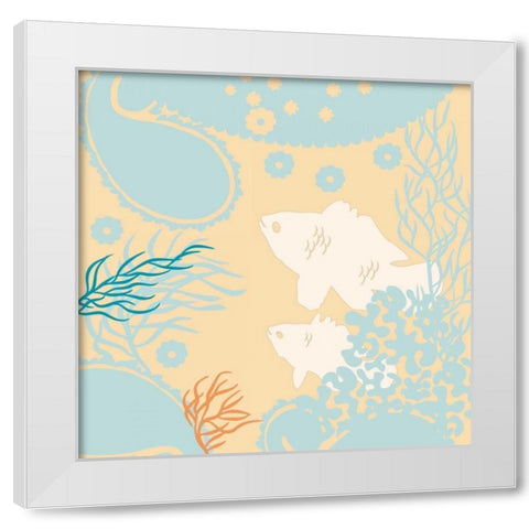 Junes Fish II White Modern Wood Framed Art Print by Evelia Designs