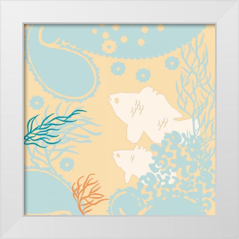 Junes Fish II White Modern Wood Framed Art Print by Evelia Designs