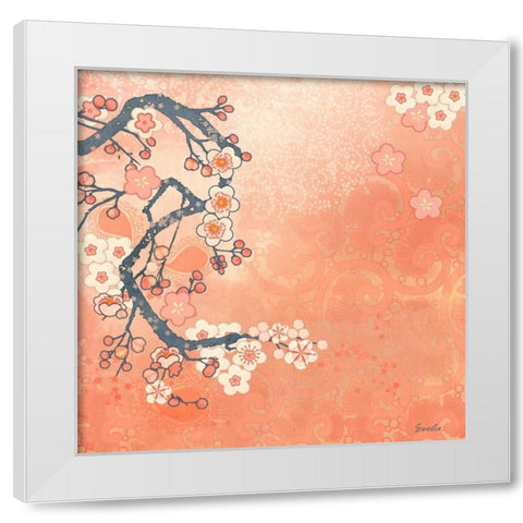 Tokyo Cherry I White Modern Wood Framed Art Print by Evelia Designs