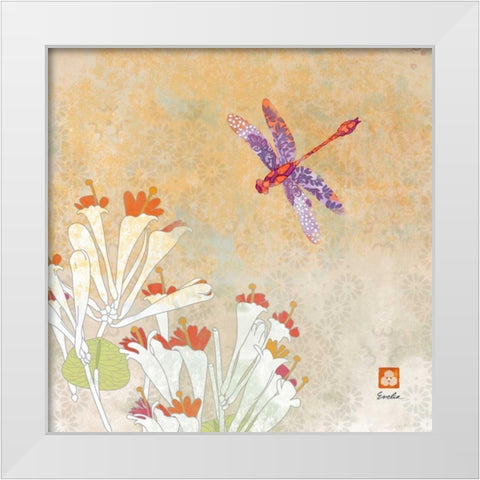 Dragonfly Lustre I White Modern Wood Framed Art Print by Evelia Designs