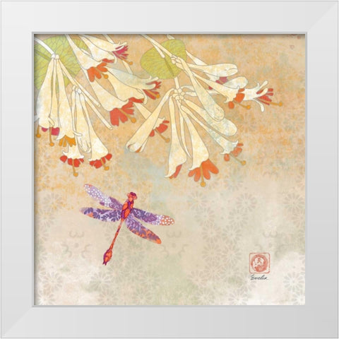 Dragonfly Lustre II White Modern Wood Framed Art Print by Evelia Designs