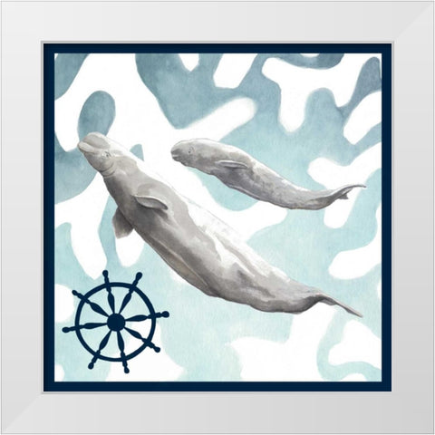 Whale Composition IV White Modern Wood Framed Art Print by Meagher, Megan