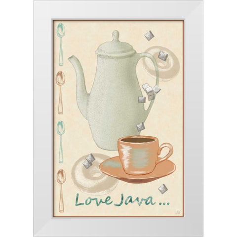 Love Java White Modern Wood Framed Art Print by Reynolds, Jade