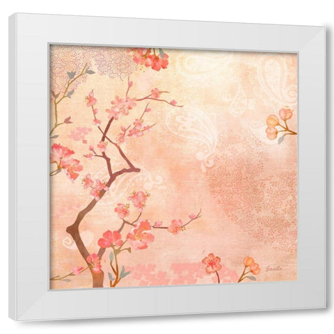 Sweet Cherry Blossoms VI White Modern Wood Framed Art Print by Evelia Designs