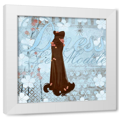 Haute in Blue I White Modern Wood Framed Art Print by Evelia Designs