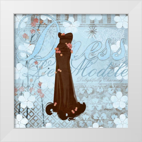 Haute in Blue I White Modern Wood Framed Art Print by Evelia Designs