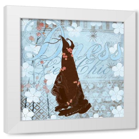 Haute in Blue II White Modern Wood Framed Art Print by Evelia Designs