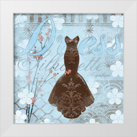 Haute in Blue III White Modern Wood Framed Art Print by Evelia Designs