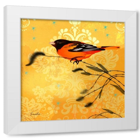 Oriole and Cartouche I White Modern Wood Framed Art Print by Evelia Designs