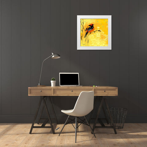 Oriole and Cartouche II White Modern Wood Framed Art Print by Evelia Designs