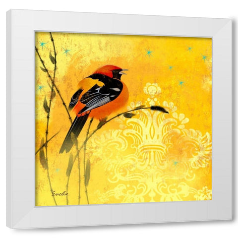 Oriole and Cartouche II White Modern Wood Framed Art Print by Evelia Designs