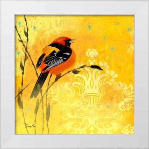 Oriole and Cartouche II White Modern Wood Framed Art Print by Evelia Designs