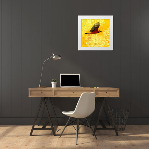 Oriole and Cartouche III White Modern Wood Framed Art Print by Evelia Designs