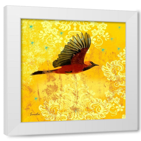 Oriole and Cartouche III White Modern Wood Framed Art Print by Evelia Designs