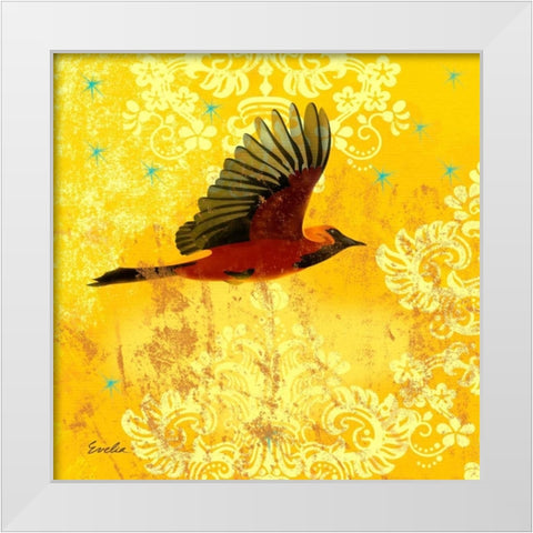 Oriole and Cartouche III White Modern Wood Framed Art Print by Evelia Designs