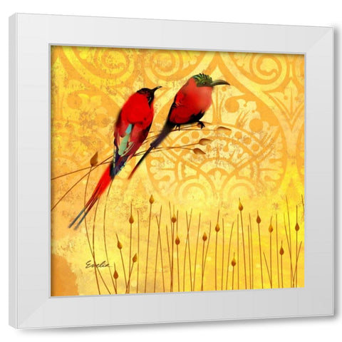 Wren on Yellow II White Modern Wood Framed Art Print by Evelia Designs