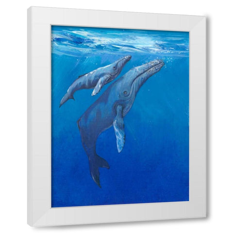 Under Sea Whales I White Modern Wood Framed Art Print by OToole, Tim