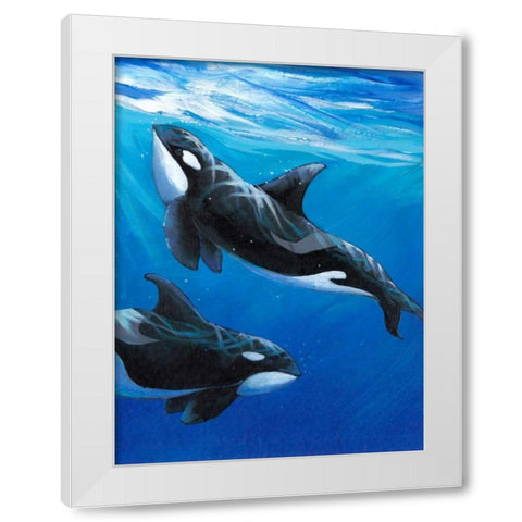 Under Sea Whales II White Modern Wood Framed Art Print by OToole, Tim