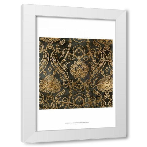 Golden Damask II White Modern Wood Framed Art Print by Goldberger, Jennifer