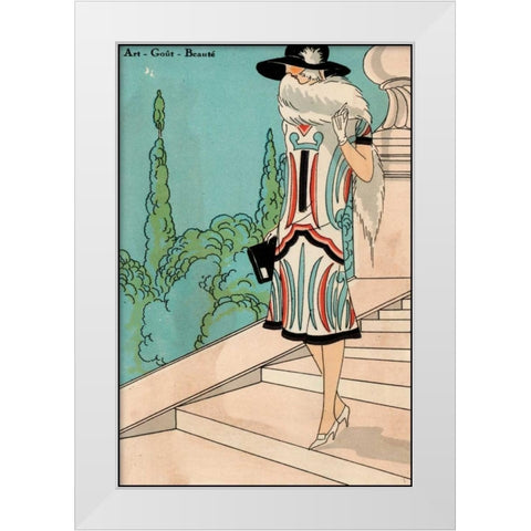 Vintage Couture V White Modern Wood Framed Art Print by Unknown