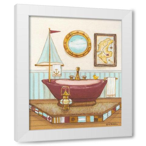 Nautical Bath I White Modern Wood Framed Art Print by Russell, Wendy