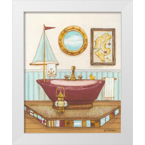 Nautical Bath I White Modern Wood Framed Art Print by Russell, Wendy
