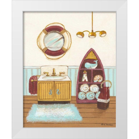 Nautical Bath II White Modern Wood Framed Art Print by Russell, Wendy