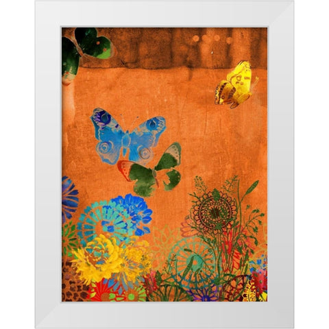 Butterfly Panorama Triptych I White Modern Wood Framed Art Print by Jasper, Sisa