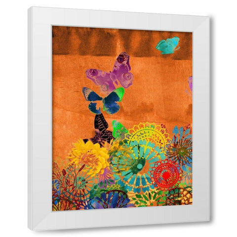 Butterfly Panorama Triptych II White Modern Wood Framed Art Print by Jasper, Sisa