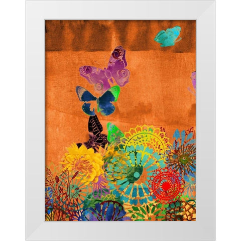 Butterfly Panorama Triptych II White Modern Wood Framed Art Print by Jasper, Sisa