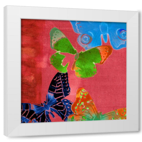 Saturated Butterflies I White Modern Wood Framed Art Print by Jasper, Sisa