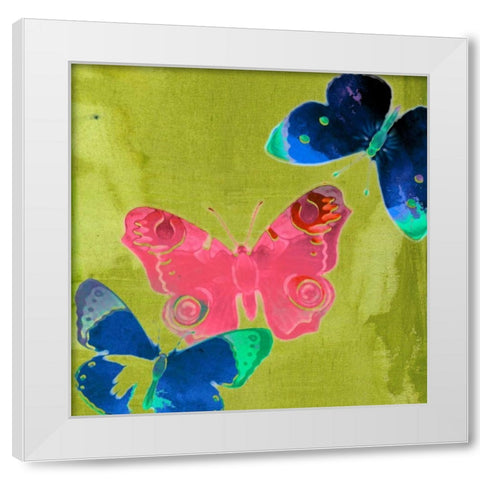 Saturated Butterflies II White Modern Wood Framed Art Print by Jasper, Sisa