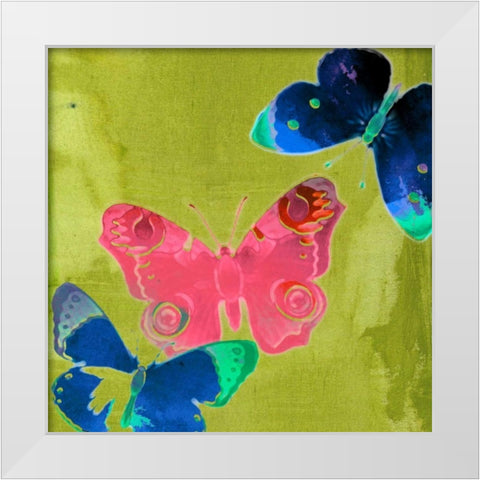 Saturated Butterflies II White Modern Wood Framed Art Print by Jasper, Sisa