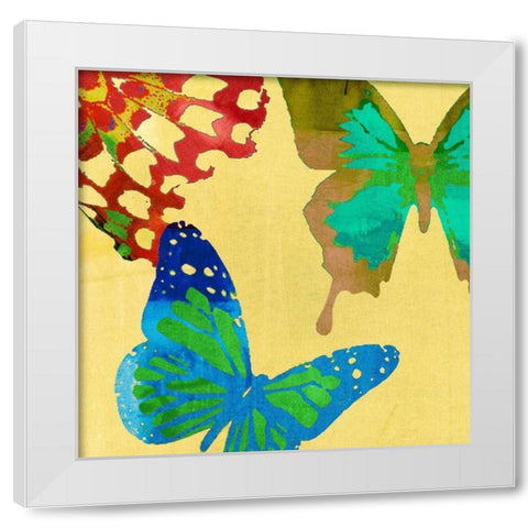 Saturated Butterflies III White Modern Wood Framed Art Print by Jasper, Sisa