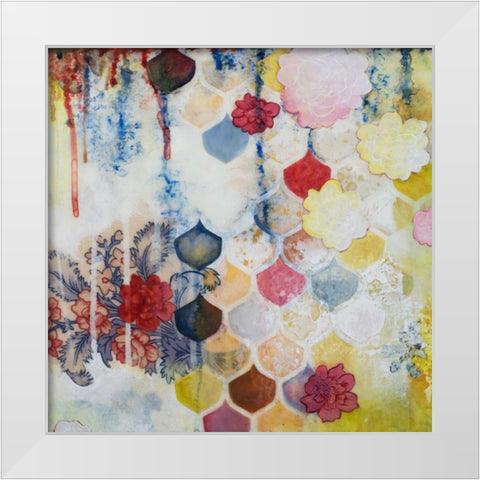 Fishscale Blossoms White Modern Wood Framed Art Print by Robinson, Heather