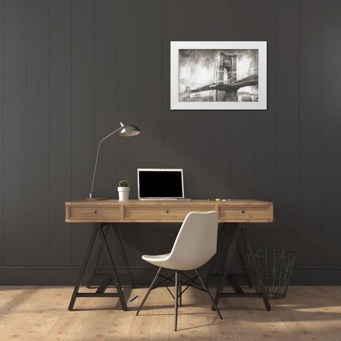 Historic Suspension Bridge I White Modern Wood Framed Art Print by Harper, Ethan