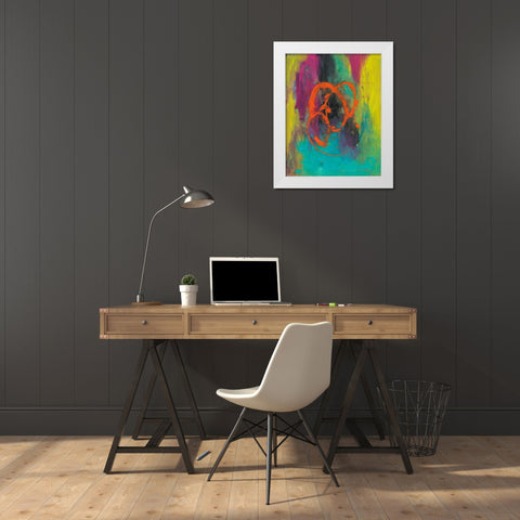 Orange Graffiti II White Modern Wood Framed Art Print by Combs, Joyce