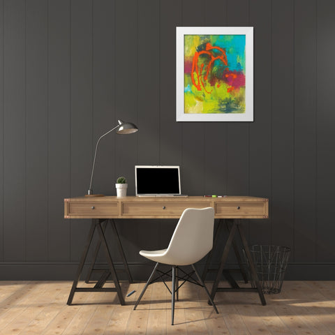 Orange Graffiti III White Modern Wood Framed Art Print by Combs, Joyce