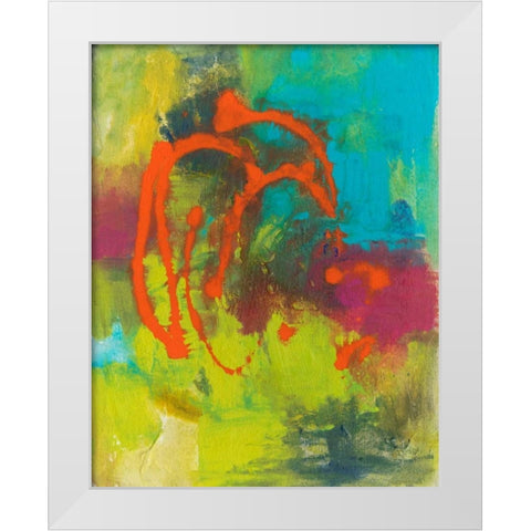 Orange Graffiti III White Modern Wood Framed Art Print by Combs, Joyce
