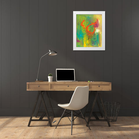 Orange Graffiti IV White Modern Wood Framed Art Print by Combs, Joyce
