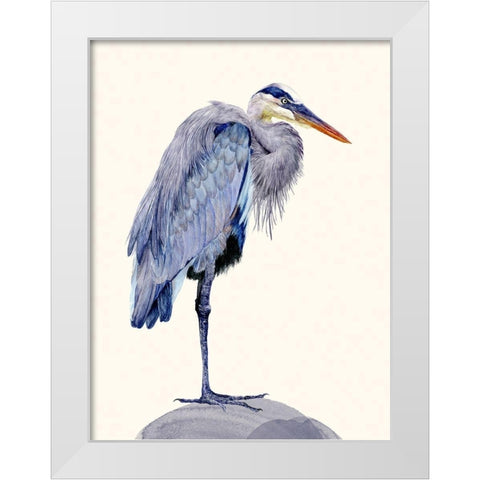 Heron Study II White Modern Wood Framed Art Print by Wang, Melissa