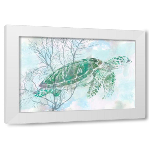 Watercolor Sea Turtle I White Modern Wood Framed Art Print by Studio W