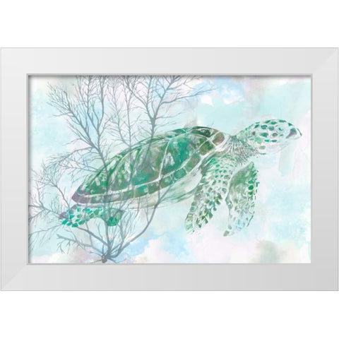 Watercolor Sea Turtle I White Modern Wood Framed Art Print by Studio W