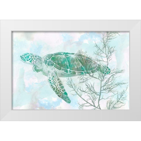 Watercolor Sea Turtle II White Modern Wood Framed Art Print by Studio W