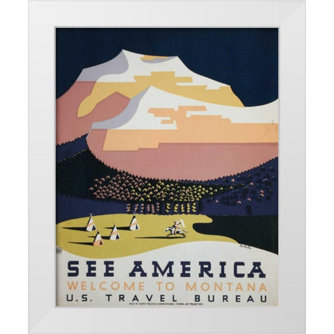 See America IV White Modern Wood Framed Art Print by Studio W