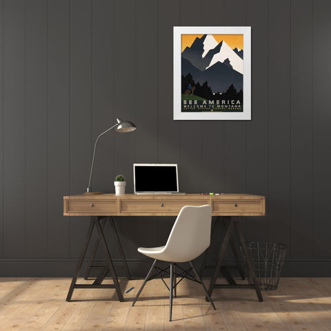 See America VI White Modern Wood Framed Art Print by Studio W