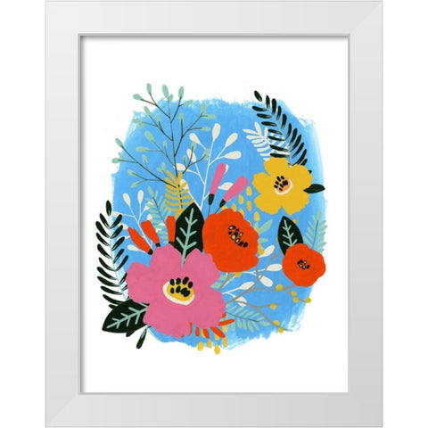 Bouquet Brights II White Modern Wood Framed Art Print by Vess, June Erica