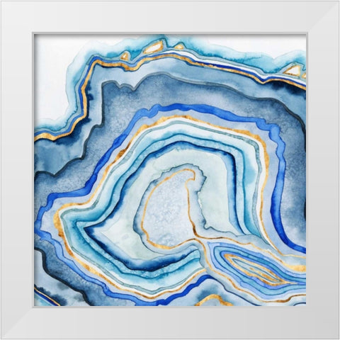 Cobalt Agate I White Modern Wood Framed Art Print by Popp, Grace