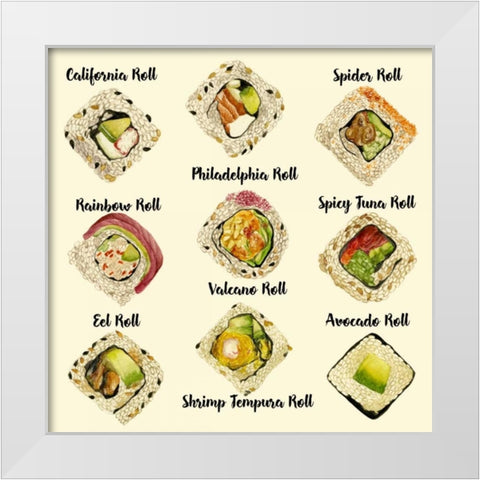 Sushi II White Modern Wood Framed Art Print by Wang, Melissa